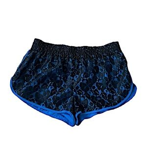 NEW Princess Vera Wang Black Lace Blue Satin Dressy Mid Rise Pull On Shorts S